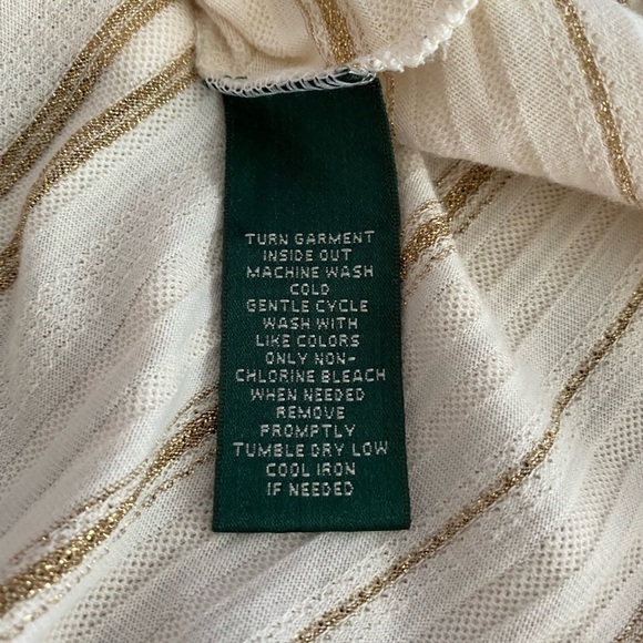 Lauren Ralph Lauren Metallic Cream & Gold Striped Top | Size M | EUC - Picture 9 of 9